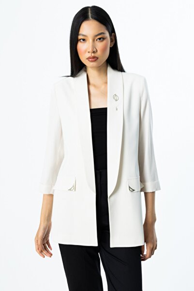 Ekol Shawl Collar Brooch Detailed Jacket
