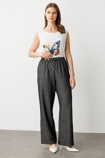 Ekol Wide Leg Trousers with Elastic Waist