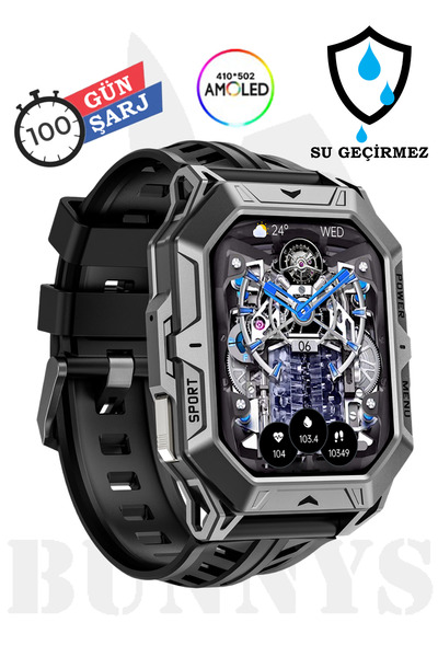 Bunnys HUAWEİ Honor Uyumlu Su Geçirmez Akıllı Saat Tank Modeli 100 Gün Şarj