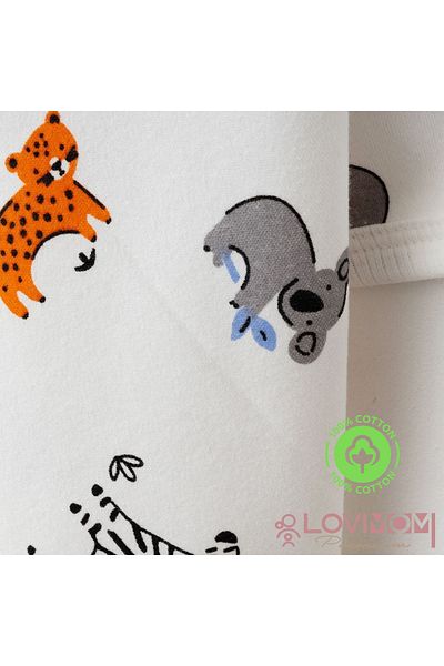 lovimom 100% Cotton Newborn & Baby Blanket Combed Cotton Soft Breathable Fabric 0-2 Years 80X90Cm Safari