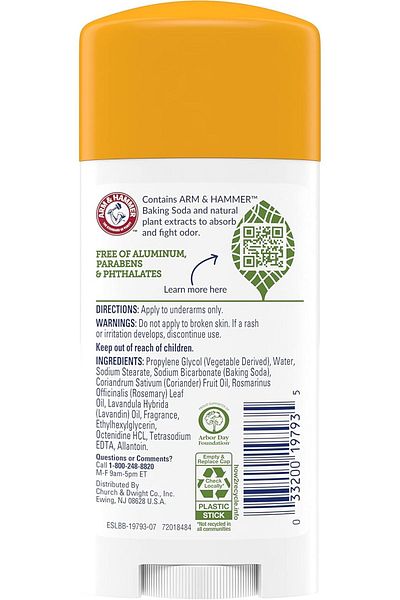 Arm&Hammer مزيل عرق أساسي من آرم آند هامر برائحة إكليل الجبل واللافندر، 2.5 أونصة
