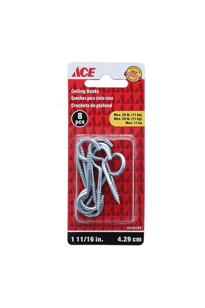 ACE Zinc Plated Durable Ceiling Hook Silver 1-11/16inch