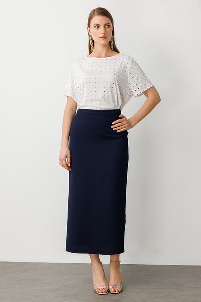 Ekol Plus Size Slit Look Long Skirt