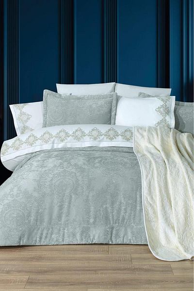Çeyiz Diyarı Arbor 10 Piece Dowry Set with Blanket Sage