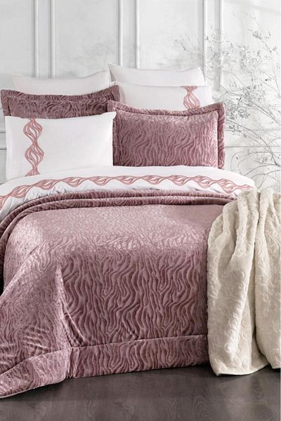 Çeyiz Diyarı Yakut 10 Piece Blanket Dowry Set Dusty Rose