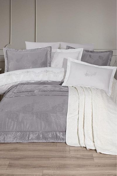 Çeyiz Diyarı Gözde 10 Piece Blanket Dowry Set Gray