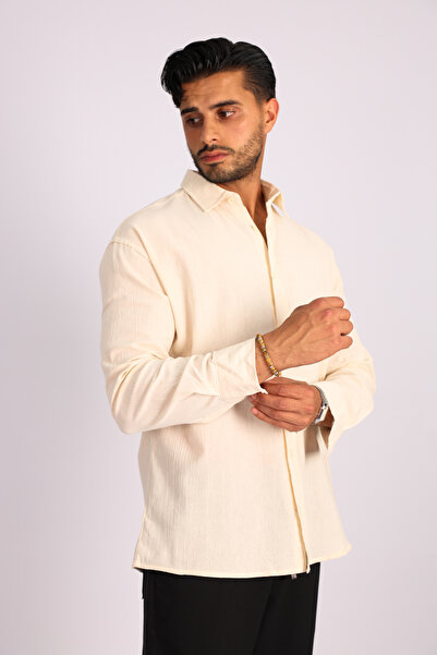 JAKOTTO Breathable Fabric Long Sleeve Men's Collared Shirt Cotton