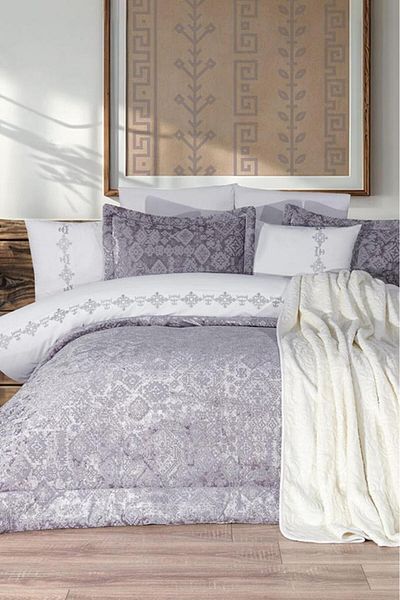 Çeyiz Diyarı Emila 10 Piece Blanket Dowry Set Gray