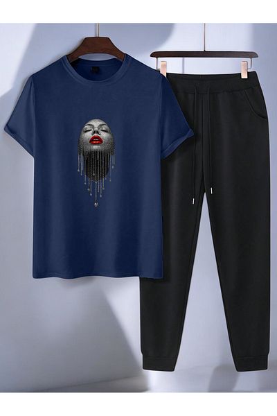 uyguntarz Σετ αθλητική φόρμα με στάμπα Unisex Diamonded Woman Portrait Design