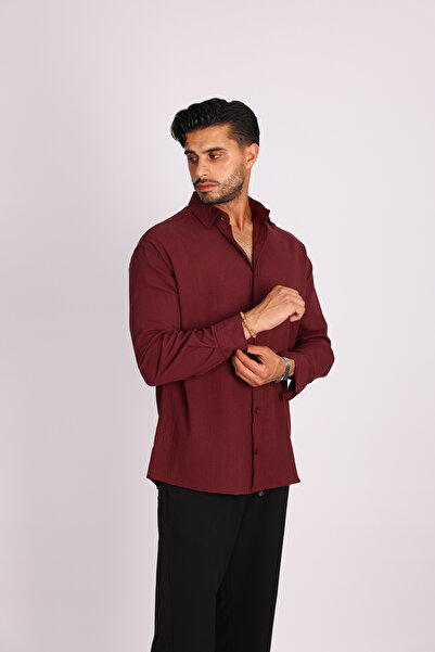 JAKOTTO Breathable Fabric Long Sleeve Men's Collared Shirt Cotton