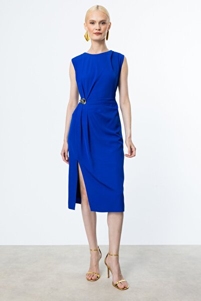 Mi Pret a Porter Mi Metal Aksesuarlı Önü Drapeli Elbise