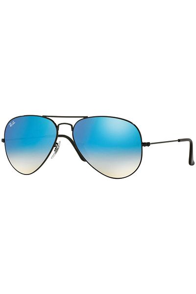 Ray-Ban Aviator Rb3025 002/4o – Sunglasses, Black, Blue Flash Gradient, 62