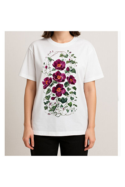 Advantage تي شيرت نسائي صيفي مطبوع عليه زهور 100% قطن فاخر