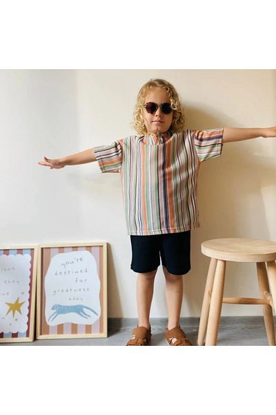 Yalçınoğlu Kids Linen Top & Muslin Shorts Set for Kids (Ages 3-12) – Colorful and Comfortable Summer Style