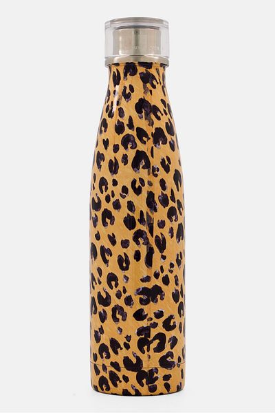 Built Leopard Double Walled Stainless Steel Water Bottle 500ml, Multicolor