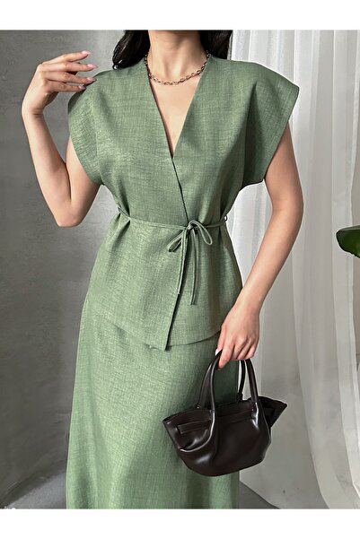 MD trend Women's Drawstring Vest Pants Double Suit