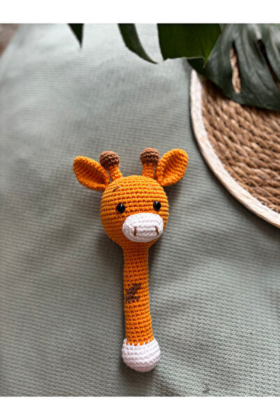 Aia&Co Amigurumi Sevimli Zürafa Çıngırak Organik Örgü Oyuncak