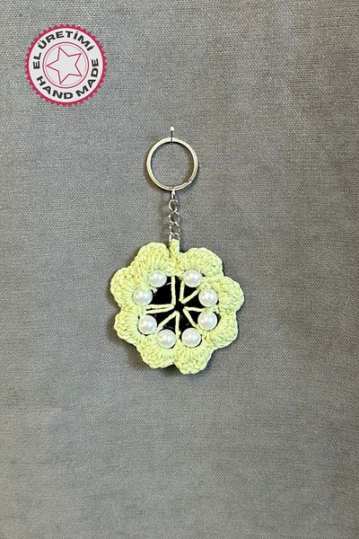 Uretti - Tuğba 9352 4076 Handmade Knitted Bead Detailed Flower Keychain