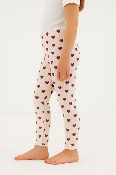 Kyex Pure Dots Girl's Summer Heart Patterned Ecru Leggings