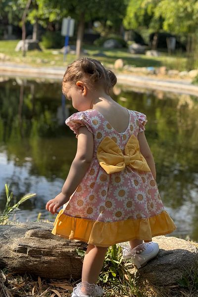ALYRA Baby Girl Dress Short Sleeve Bow Floral Birthday Party Wedding Special Occasion Daily Girl's Dress