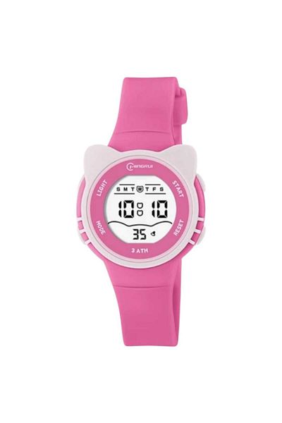 MİNGRUİ Deep pink children's watch with cat design, waterproof