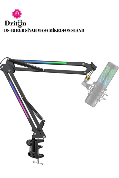 DRİTON DS-10S SİYAH PRO RGB Profesyonel Oyuncu ve Yayıncı Mikrofon Masa Standı