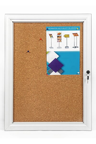 DURAK REKLAM 45 MM Mantar Zeminli Kilitli İlan Panosu 95x101