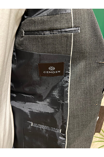cemden Erkek Koyu Gri Regular Fit Mono Yaka Ceket