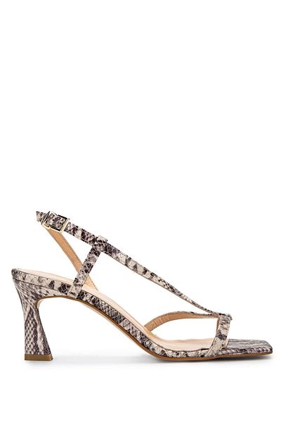 Tamer Tanca Women's Genuine Leather Natural Snake Heeled Shoes