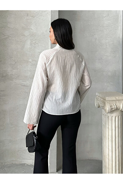 MD trend Women's V-Neck Lace-Up Blouse