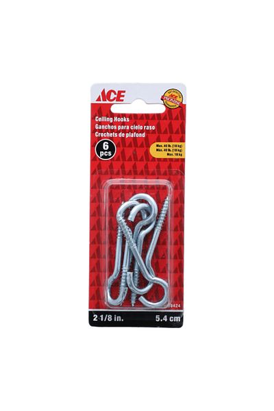 ACE Zinc Plated Durable Ceiling Hook Silver 2-1/8inch