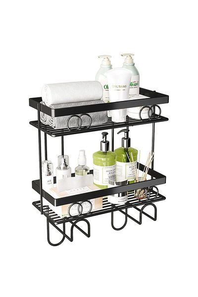 Quasar & Co. Storage Shelf Over the Toilet Basin, Solder-On, Metal, 37x15x34cm, Black