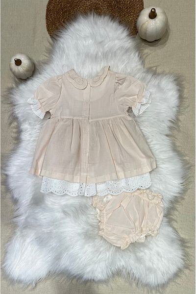 bebitomkids Girl 9-24 Months Baby Collar Embroidered Dress