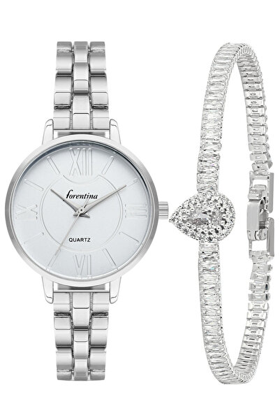Forentina Metal Kol Saati-Damla Taşlı Baget Bileklik PS4087