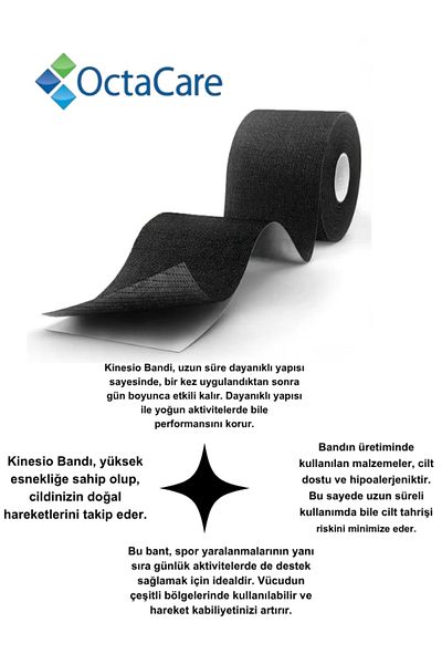 Octacare Athlete's Tape 5 Meters X 5 cm Kinesio Tape Beauty Cotton Kinesio for Facial Area (5 Pcs)