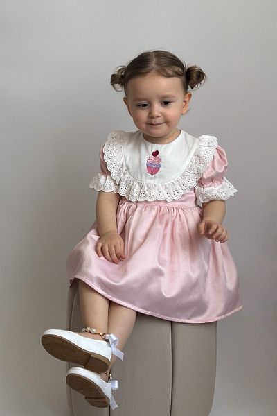 ALYRA Rochie albă pentru fetiță, cu mânecă scurtă, cu volane, petrecere de aniversare, nuntă, ocazie specială, satin, rochie pentru copii