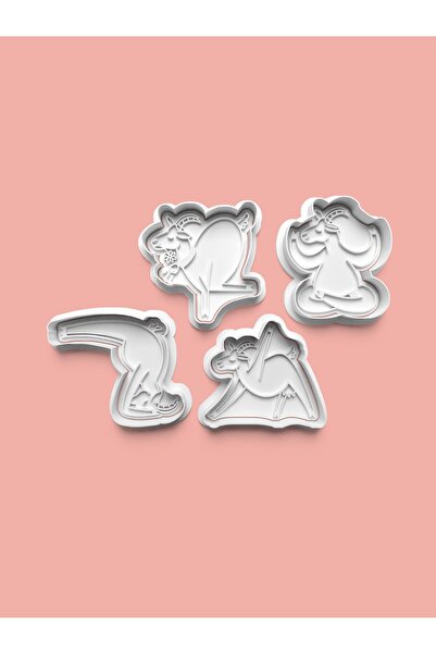 AKTASTORE قالب بسكويت على شكل ماعز يمارس اليوجا وقالب عجينة السكر، مجموعة من 4 قطع 0250-set