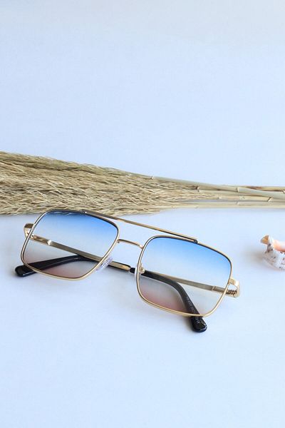 G Sport POLO Square Rectangle Blue Pink Gold Frame Uv400 Unisex Sunglasses