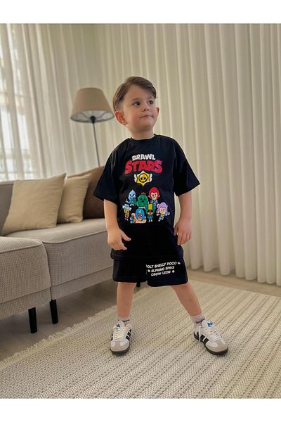öykümgaleria Boy's Summer Top and Bottom Set with Shorts