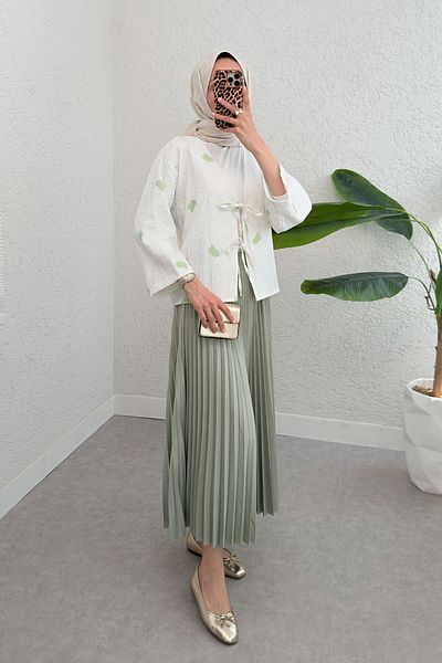 Salih Çelebi Kimono Palmier cu șireturi 2333 - VERDE