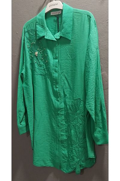Puane Women's Chest and Skirt Part Embroidery Detail High Quality Fabric Handwork Detail Tunic Shirt
