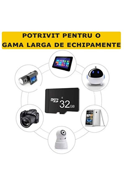 SIKS Card de memorie MicroSD de 32 GB, clasa 10, viteză mare, fără adaptor SD, negru