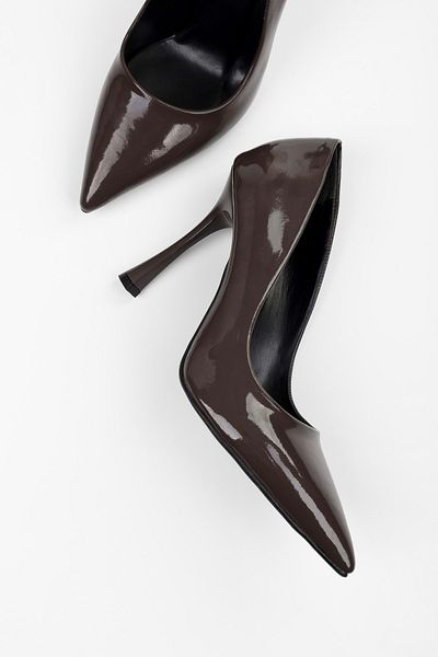 Shoeberry Women's Mags Moka Patent Leather Stiletto