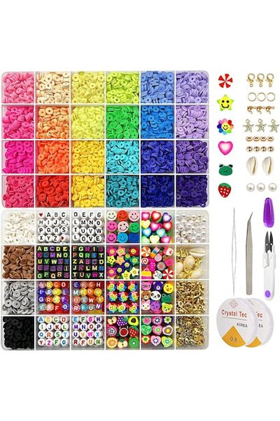 Tessero Set complet de mărgele pentru bijuterii DIY cu accesorii pentru confecționarea bijuteriilor, suport pentru sortarea mărgelelor, mărgele cu litere