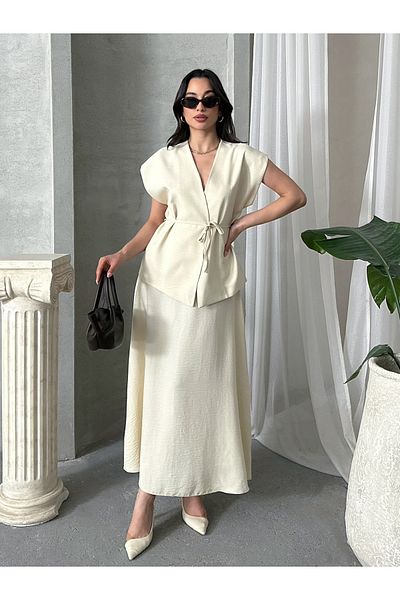 MD trend Women's Drawstring Vest Pants Double Suit
