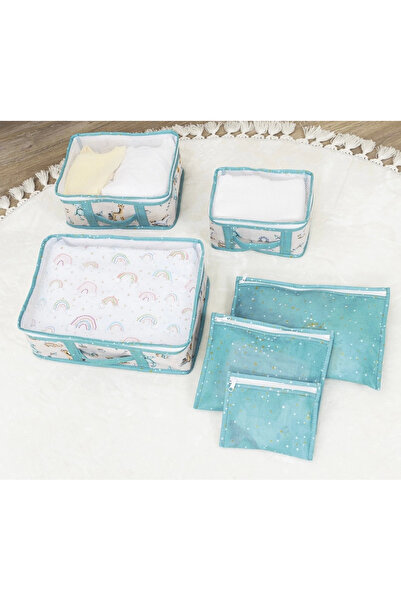 lowell home Baby 6-Piece Patterned Mesh Suitcase Organizer Multi-Purpose Orga...