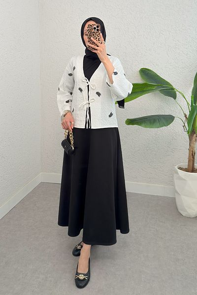 Salih Çelebi Κορδόνι με κορδόνια Palm Kimono 2333 - ΜΑΥΡΟ
