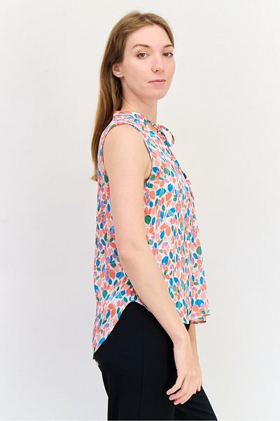 Salsa Women Tie Neck Floral Print Sleeveless Top, Multicolor