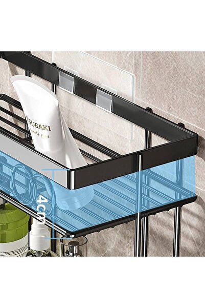 Quasar & Co. Quasar & Co. toilet storage shelf, glue-on, metal, 37x15x34cm, black