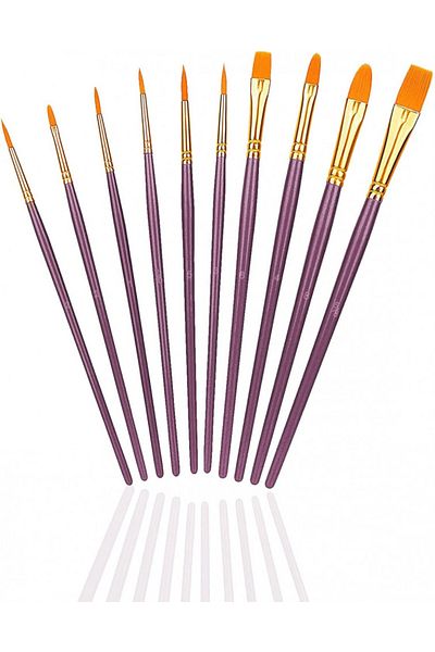 Thirei Set of 10 Thirei painting brushes, plastic, purple